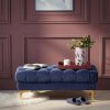 Delphine Navy Blue Velvet Buttoned Ottoman Footstool with Gold Legs Gold Legs UK