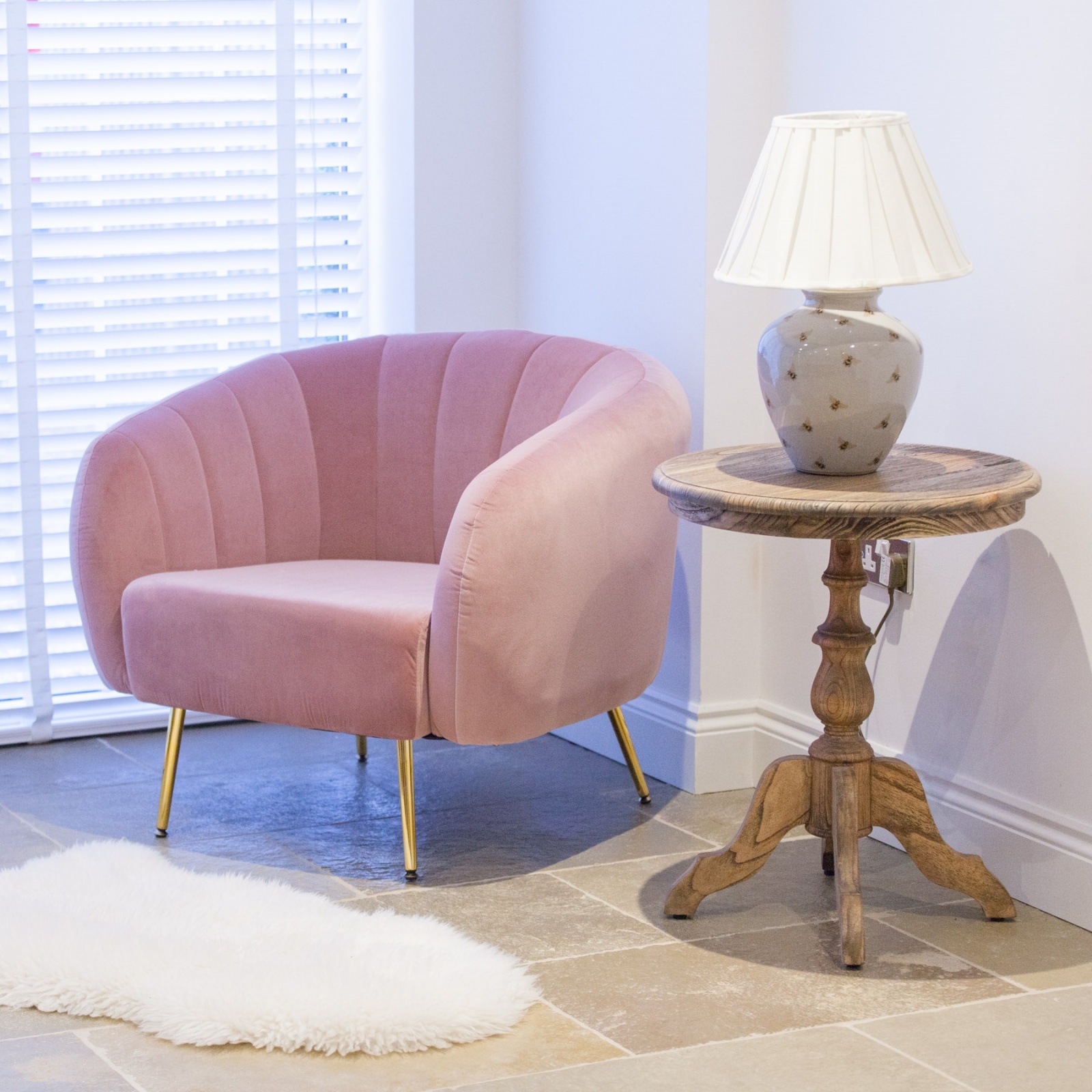 adeline pink velvet tub armchair