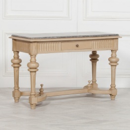 Alaine Distressed Console Table In Vintage Finish And Stone Top Stone Top UK