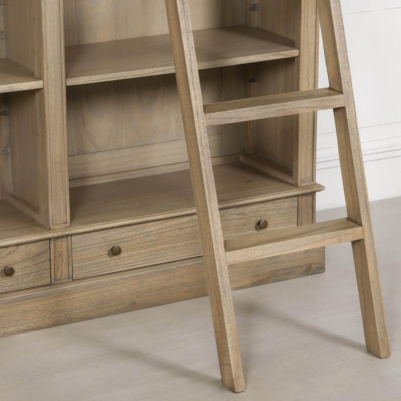 Avalon Rustic Large Open Bookcase With Ladder With Ladder UK
