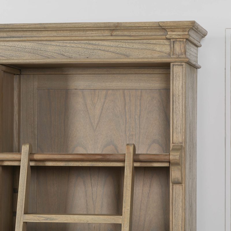 Avalon Rustic Large Open Bookcase With Ladder With Ladder UK