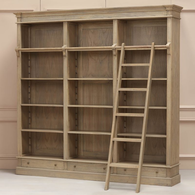 Avalon Rustic Large Open Bookcase With Ladder With Ladder UK