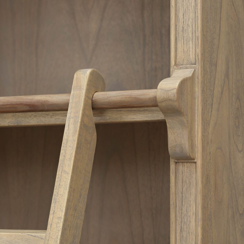 Avalon Rustic Large Open Bookcase With Ladder With Ladder UK