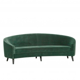 Art Deco Emerald Green Velvet Kidney Shaped 3 Seater Sofa Settee Sofa Settee UK