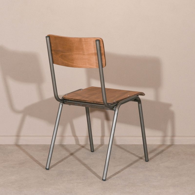 Vintage Retro School Style Metal Industrial Plywood Dining Chair Dining Chair UK