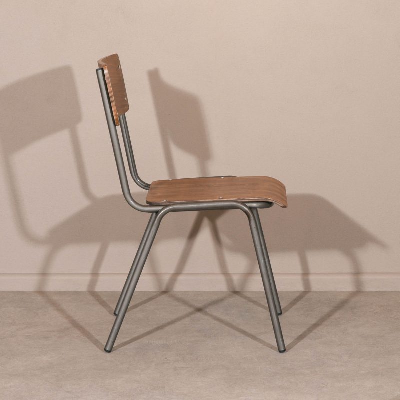 Vintage Retro School Style Metal Industrial Plywood Dining Chair Dining Chair UK