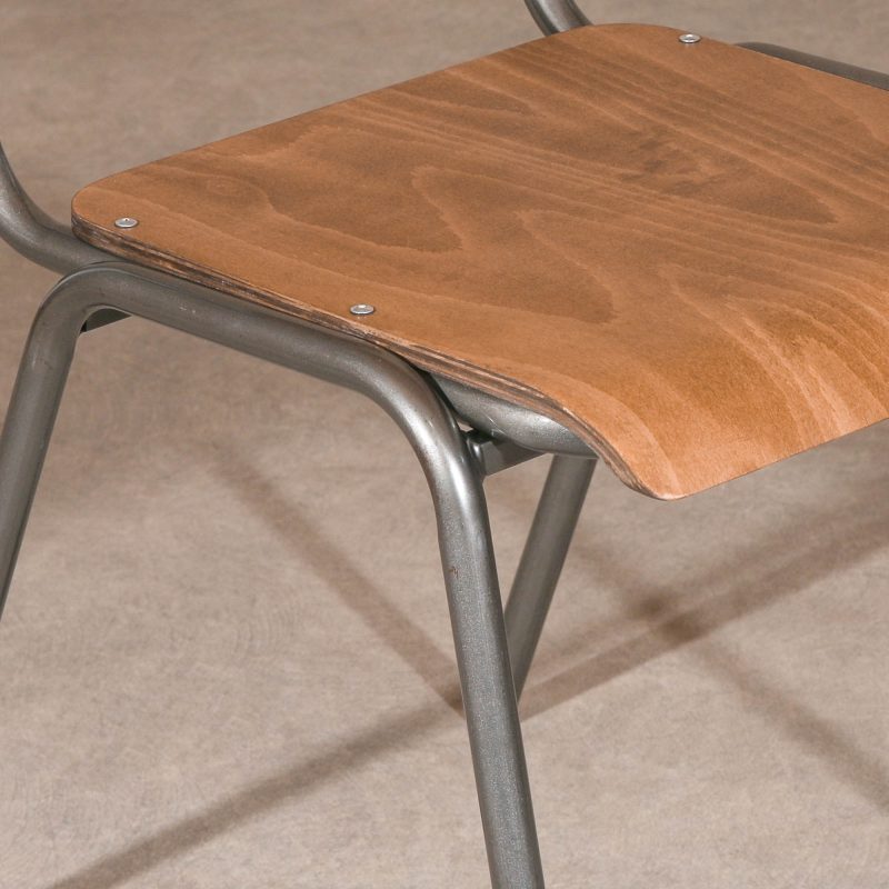 Vintage Retro School Style Metal Industrial Plywood Dining Chair Dining Chair UK
