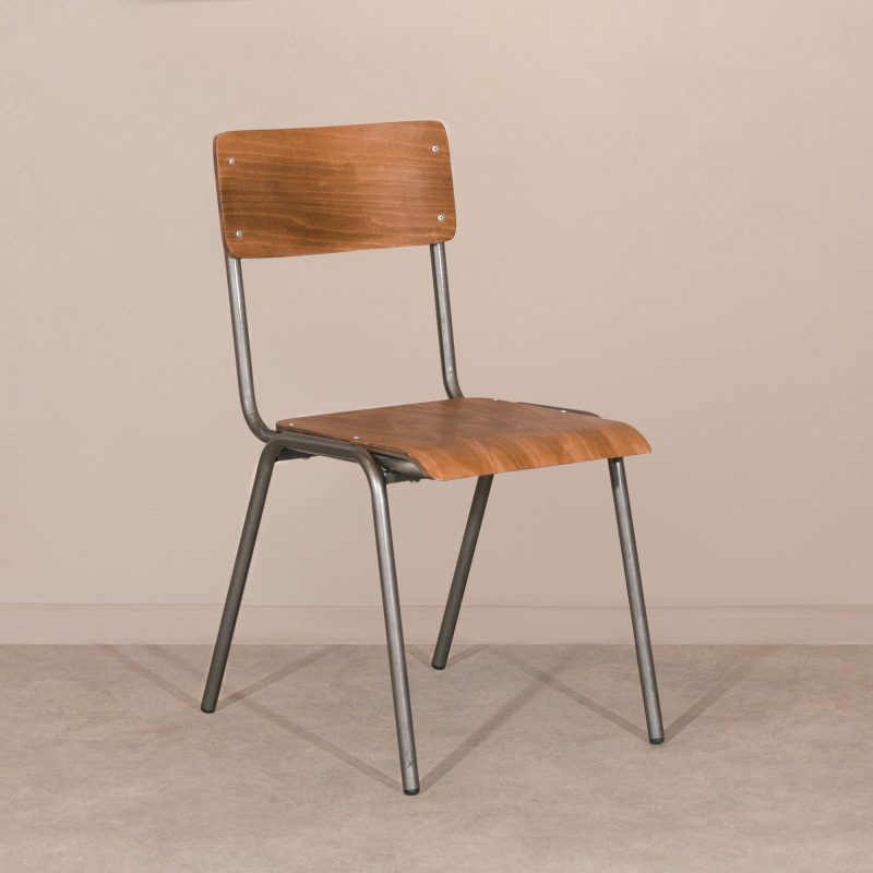 Vintage Retro School Style Metal Industrial Plywood Dining Chair Dining Chair UK