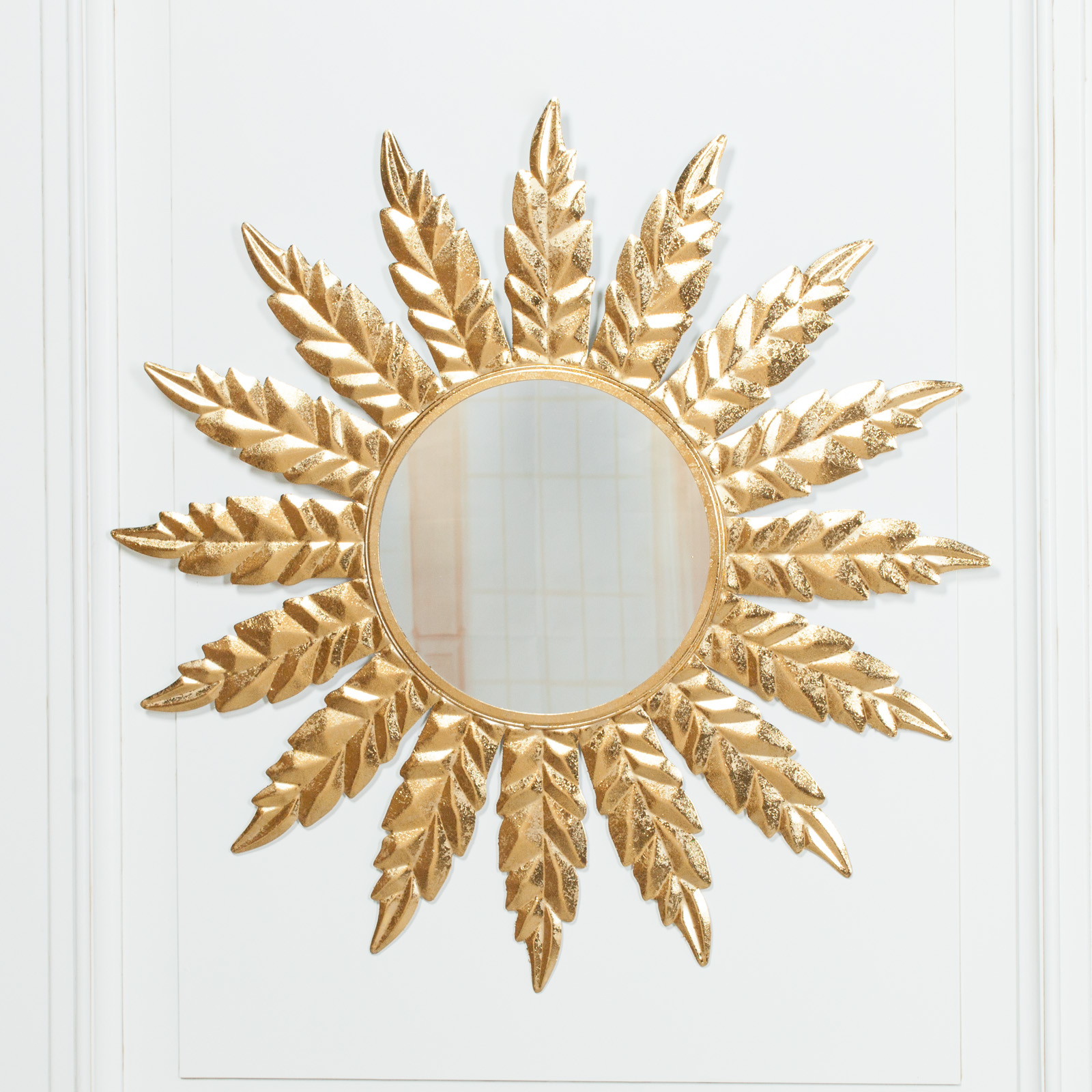 Ayla 76cm Sun Flower Gold Finish Metal Wall Mirror Furniture La