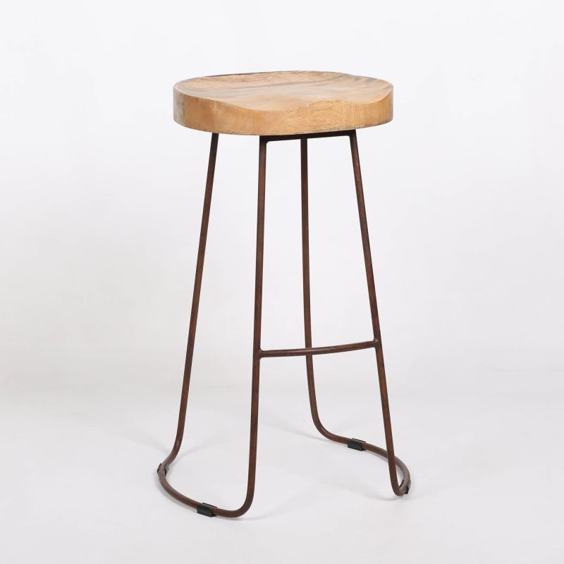 Industrial 74cm Tractor Style Mango Wooden Seat Rustic Iron Metal Large Bar Stool Bar Stool UK
