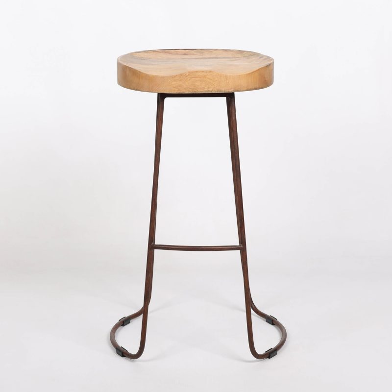 Industrial 74cm Tractor Style Mango Wooden Seat Rustic Iron Metal Large Bar Stool Bar Stool UK