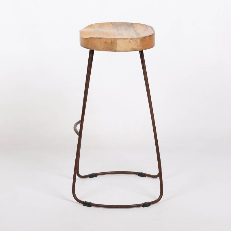 Industrial 74cm Tractor Style Mango Wooden Seat Rustic Iron Metal Large Bar Stool Bar Stool UK