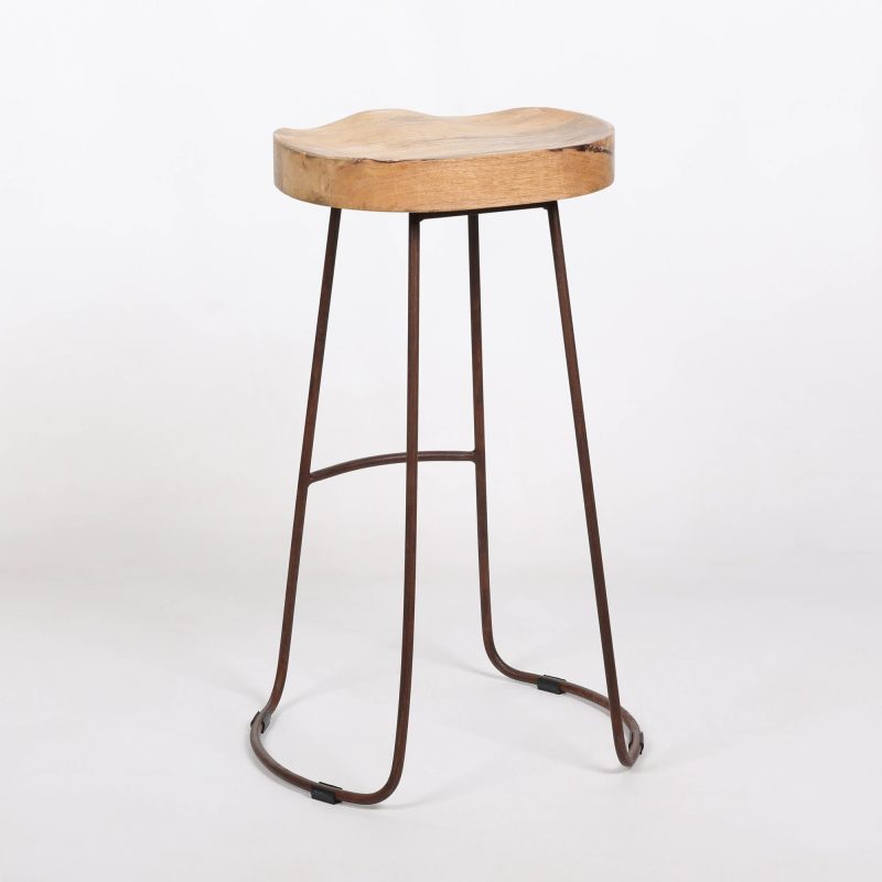Industrial 74cm Tractor Style Mango Wooden Seat Rustic Iron Metal Large Bar Stool Bar Stool UK