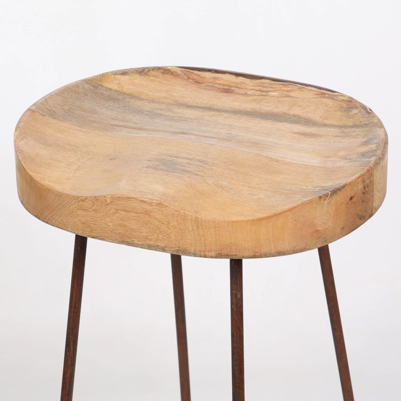 Industrial 74cm Tractor Style Mango Wooden Seat Rustic Iron Metal Large Bar Stool Bar Stool UK