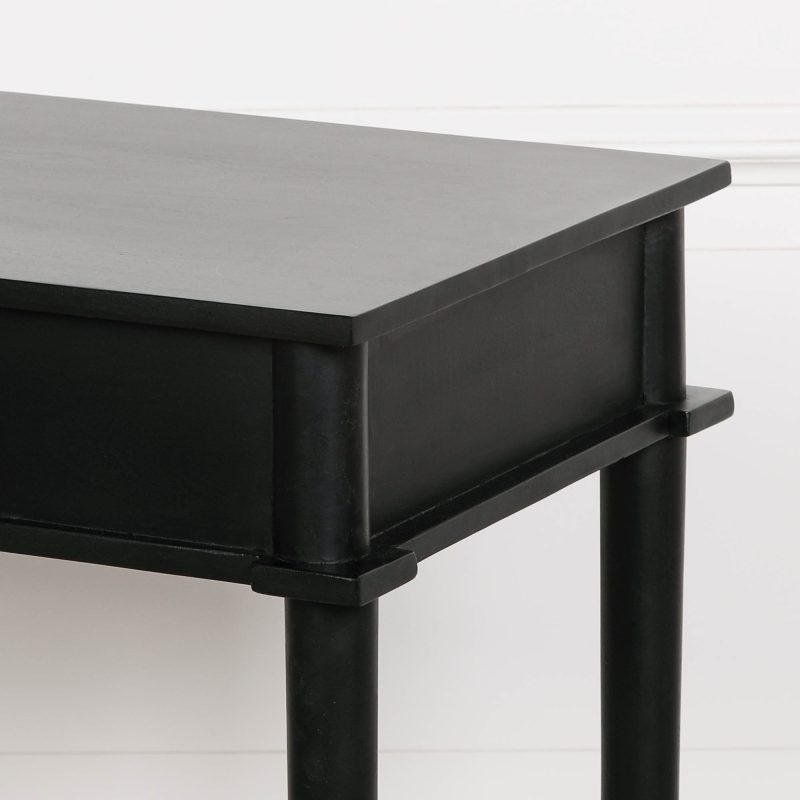 Augustin One Drawer Black Console Table With Brass Feet Brass Feet UK