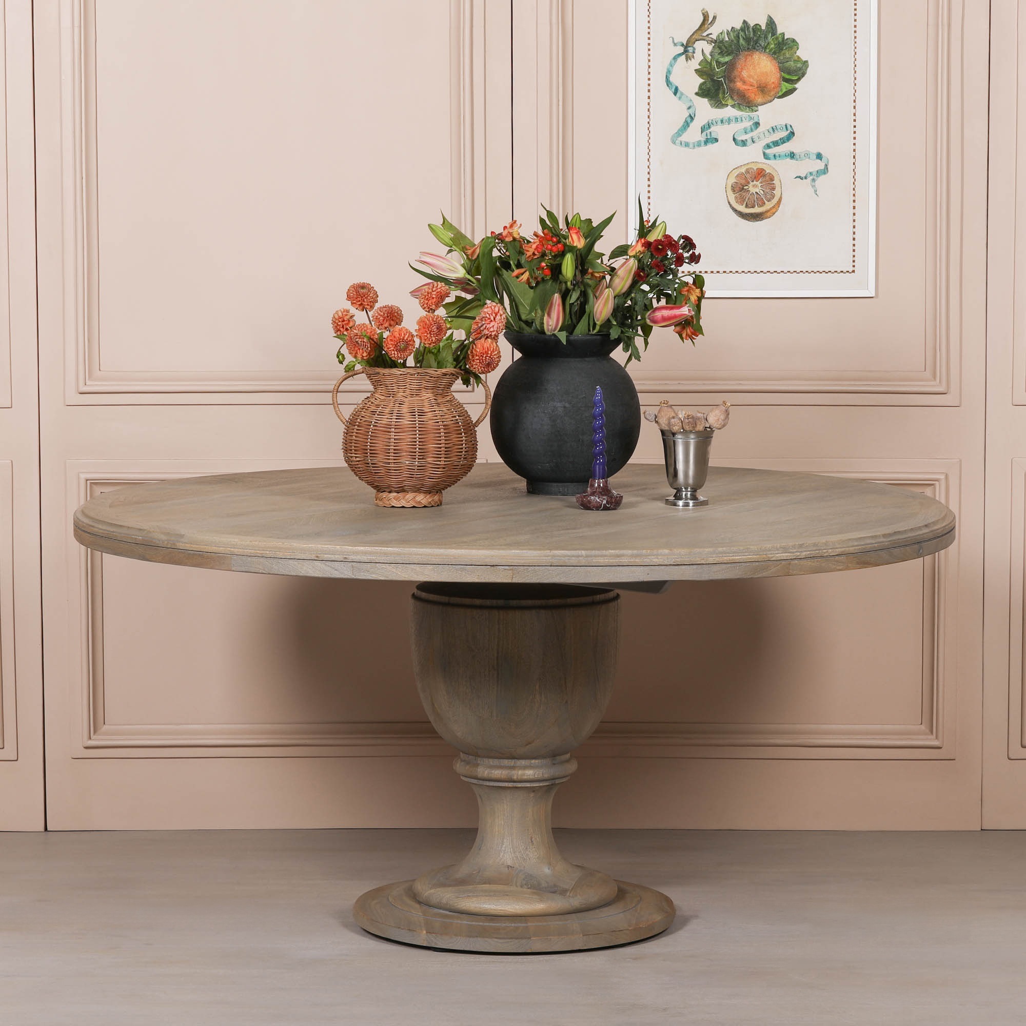 162cm Montauroux Rustic Round Large Dining Table Dining Table UK