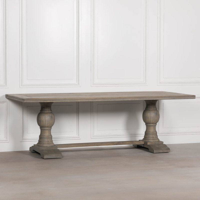 Aletris Pedestal Rectangular Rustic Wooden Large Dining Table Dining Table UK