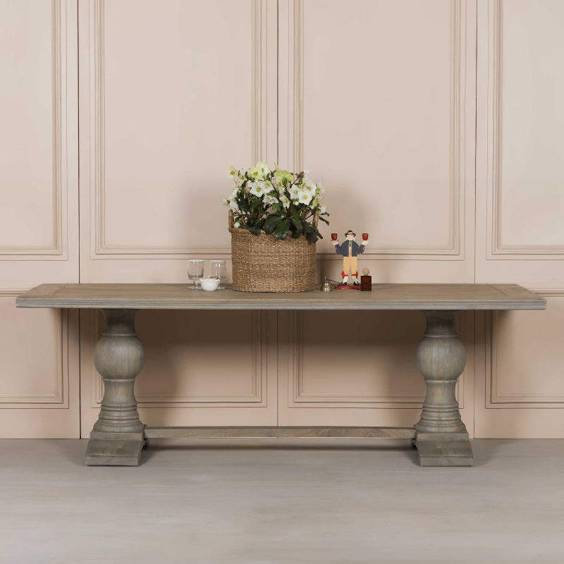 Aletris Pedestal Rectangular Rustic Wooden Large Dining Table Dining Table UK