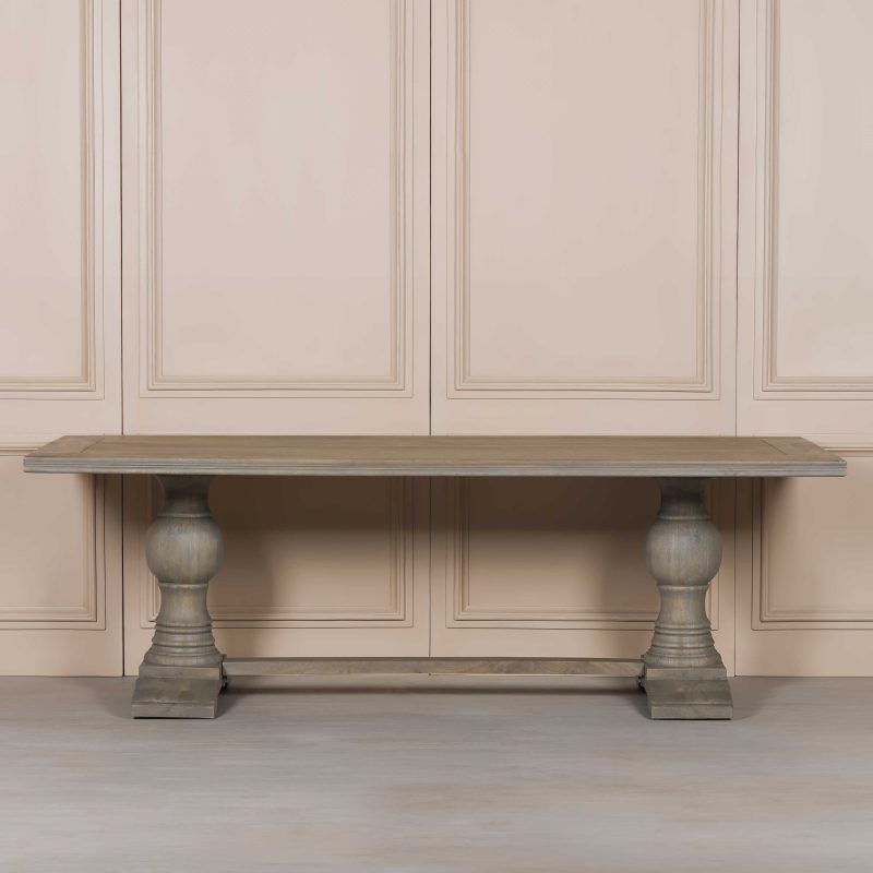 Aletris Pedestal Rectangular Rustic Wooden Large Dining Table Dining Table UK