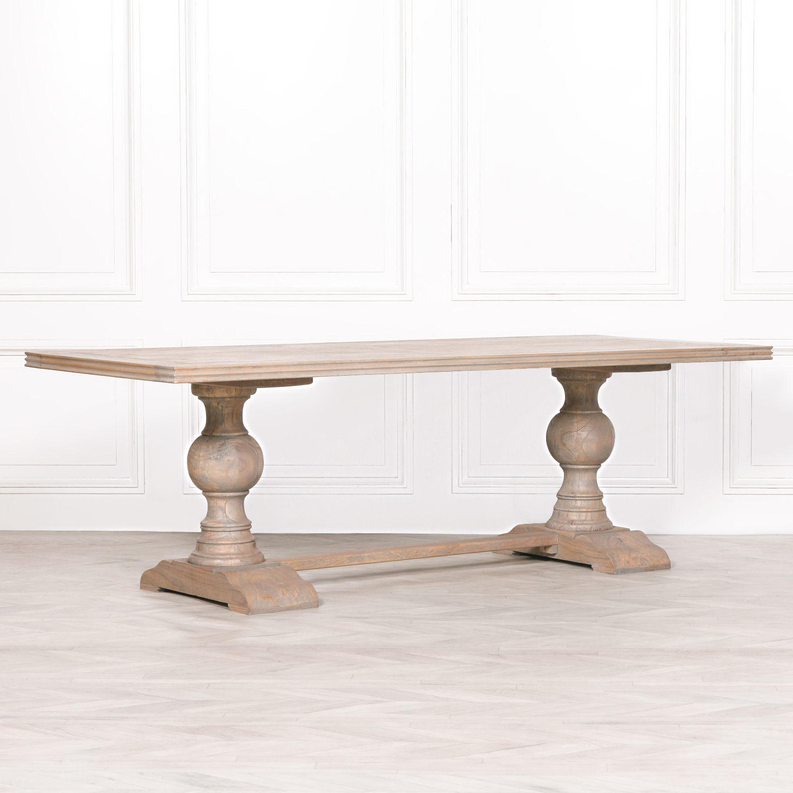 Aletris Pedestal Rectangular Rustic Wooden Large Dining Table Furniture