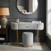 Celina Deco Grey Velvet Upholstered Dressing Table with Marble Effect Top Effect Top UK