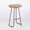 Industrial 64cm Tractor Style Mango Wooden Seat Black Finish Iron Metal Medium Bar Stool Bar Stool UK