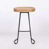 Industrial 64cm Tractor Style Mango Wooden Seat Black Finish Iron Metal Medium Bar Stool Bar Stool UK