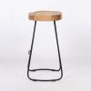 Industrial 64cm Tractor Style Mango Wooden Seat Black Finish Iron Metal Medium Bar Stool Bar Stool UK