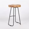Industrial 64cm Tractor Style Mango Wooden Seat Black Finish Iron Metal Medium Bar Stool Bar Stool UK