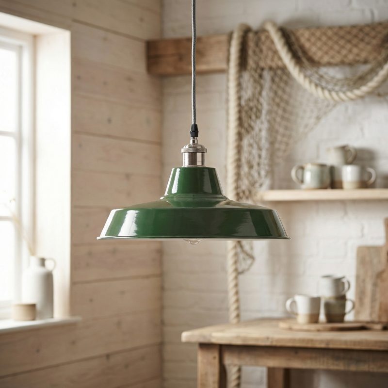 Factory Style 36cm Enamel Medium Industrial British Green Ceiling Light Ceiling Light UK