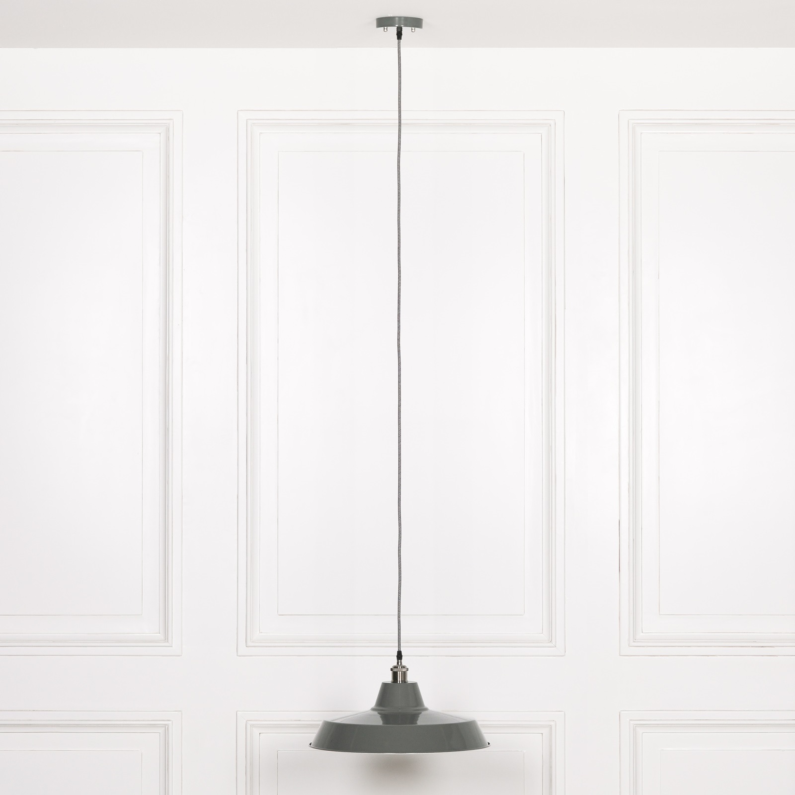 Enamel Retro Industrial Factory Style Grey 46cm Pendant Enamel Retro Industrial Factory Style Grey 46cm Pendant