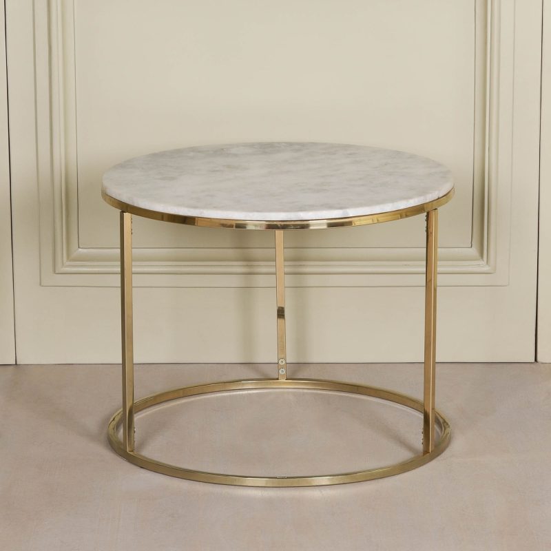 Alicia Gold Side Table With Marble Top Marble Top UK