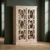 Anaya Aged Rustic Wooden 2 Door Glazed Bookcase Glazed Bookcase UK