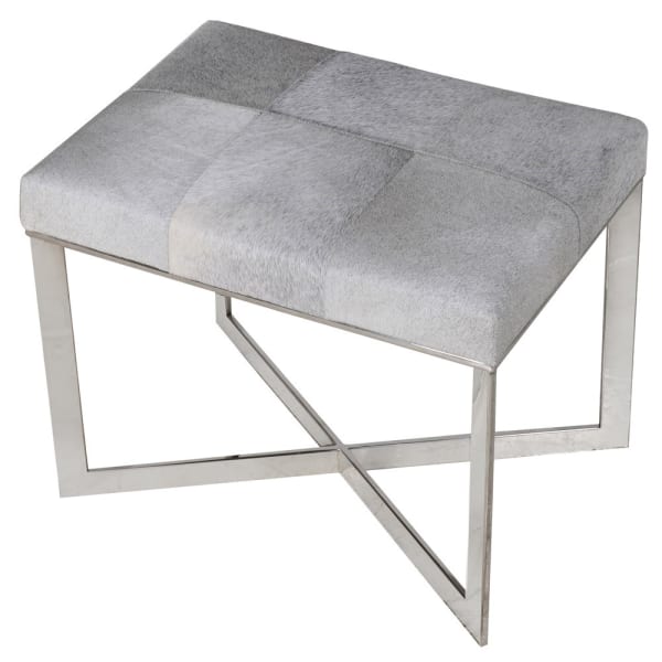 Umberto Grey Leather Hide Stool Hide Stool UK