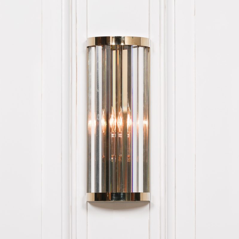 Elyssia Gold Art Deco Fluted Column Glass Rods Small Wall Light Wall Light UK