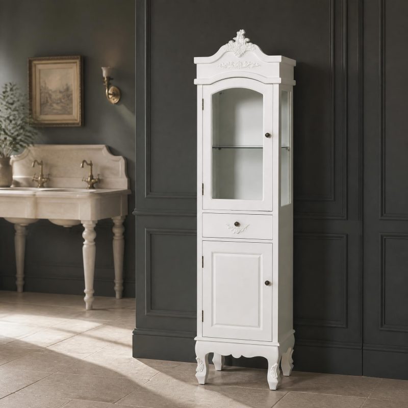 French Style White Bathroom Display Cupboard Display Cupboard UK