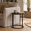 Benno Industrial Round Black Side Table With Wooden Top Wooden Top UK