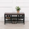 Devi Black Metal Industrial Storage Bench With Wooden Top Wooden Top UK