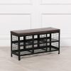 Devi Black Metal Industrial Storage Bench With Wooden Top Wooden Top UK