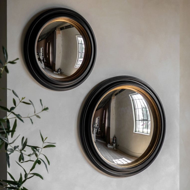 Round Black And Gold Convex Mirror Convex Mirror UK