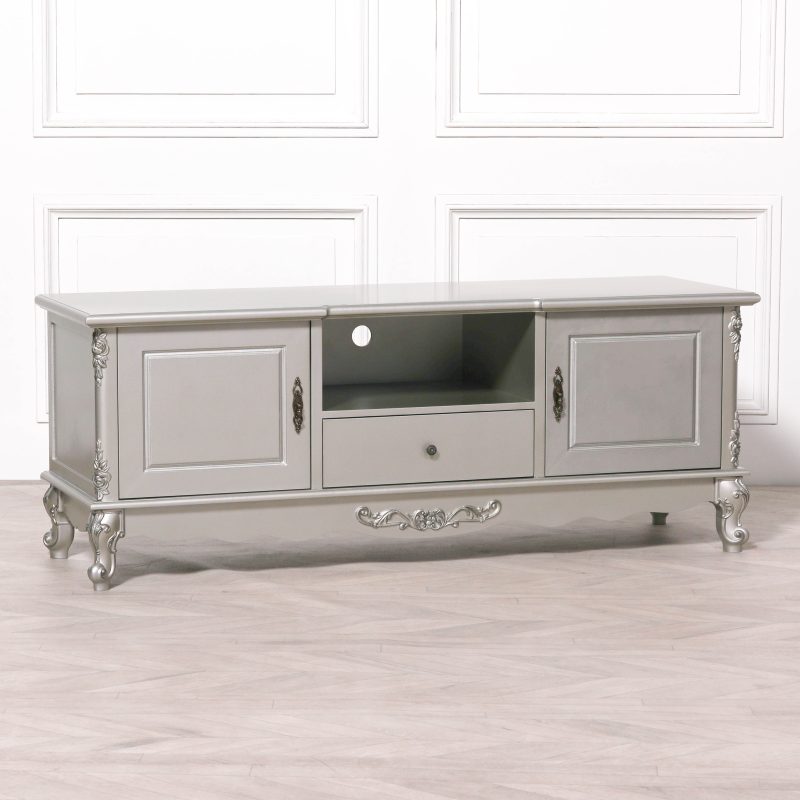 French Style Antique Silver Large Cabinet Low TV Unit (Copy) Unit (Copy) UK