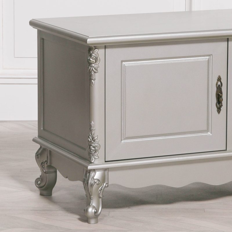 French Style Antique Silver Large Cabinet Low TV Unit (Copy) Unit (Copy) UK