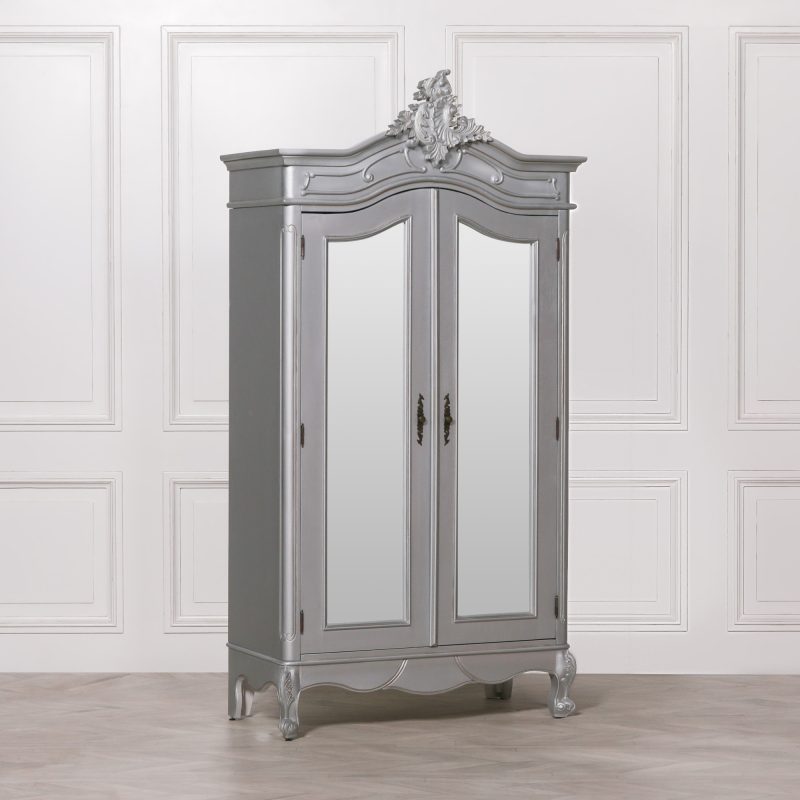 French Silver Hand Carved Double Armoire Double Armoire UK