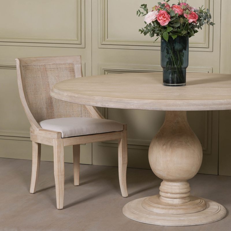 Armand French Country Style 152cm Rustic Round Dining Table Dining Table UK