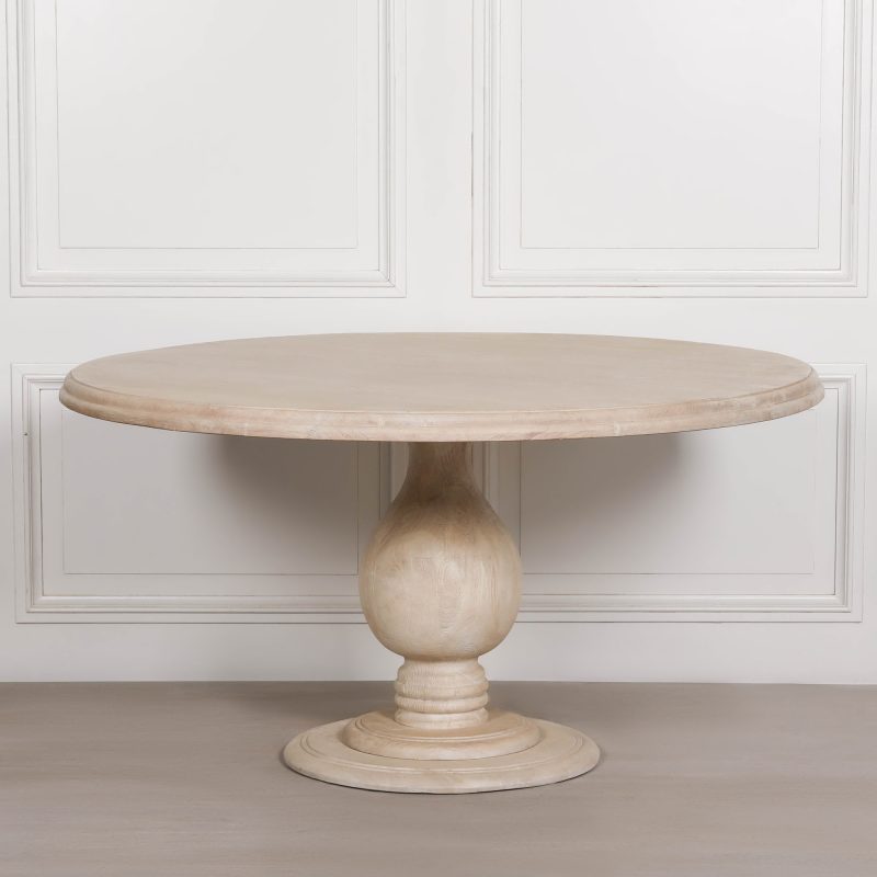 Armand French Country Style 152cm Rustic Round Dining Table Dining Table UK