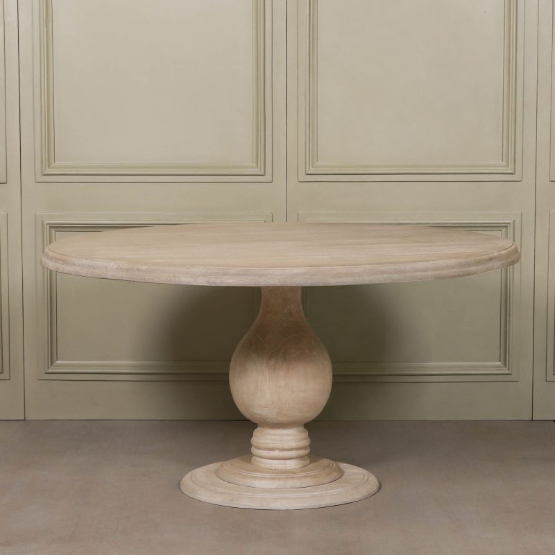 Armand French Country Style 152cm Rustic Round Dining Table Dining Table UK