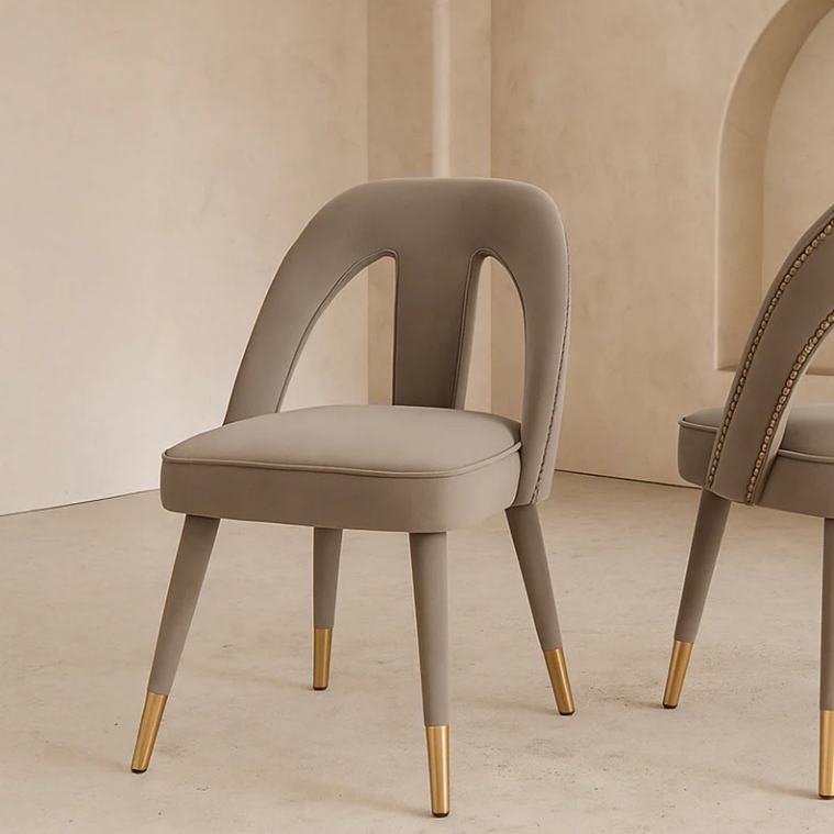 Vitani Light Grey Velvet Dining Chair Dining Chair UK