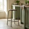 Bevan Industrial Vintage Iron Metal Wooden Round Seat Kitchen 69cm Bar Stool Bar Stool UK