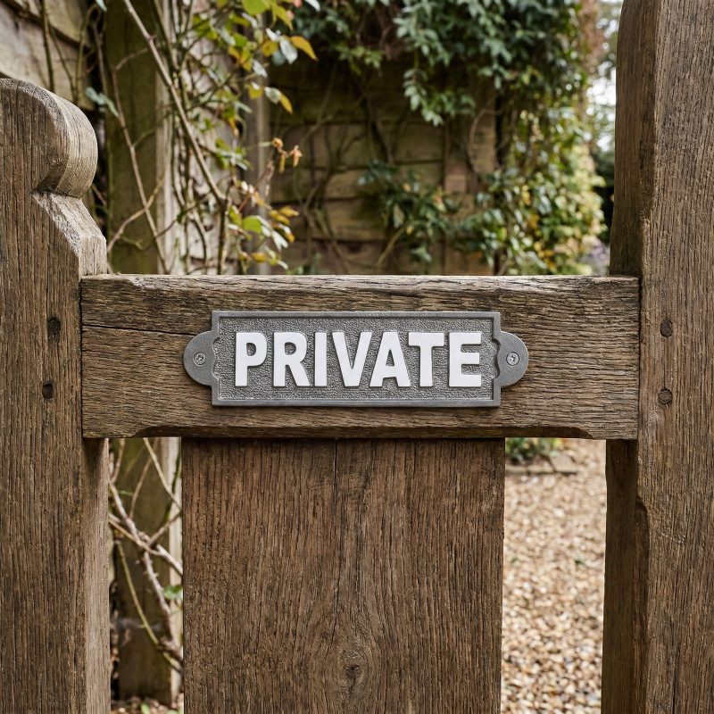 Vintage Style PRIVATE Wall Gate Cast Iron Metal Wall Sign Wall Sign UK