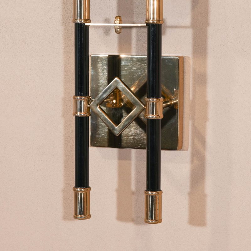 Gold Wall Light With Black Linen Shade Linen Shade UK